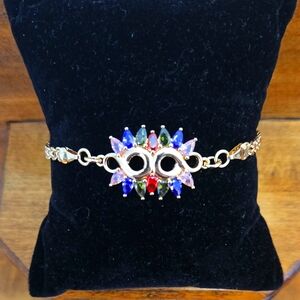 Gold Plated Mardi Gras Mask Mesh Bracelet